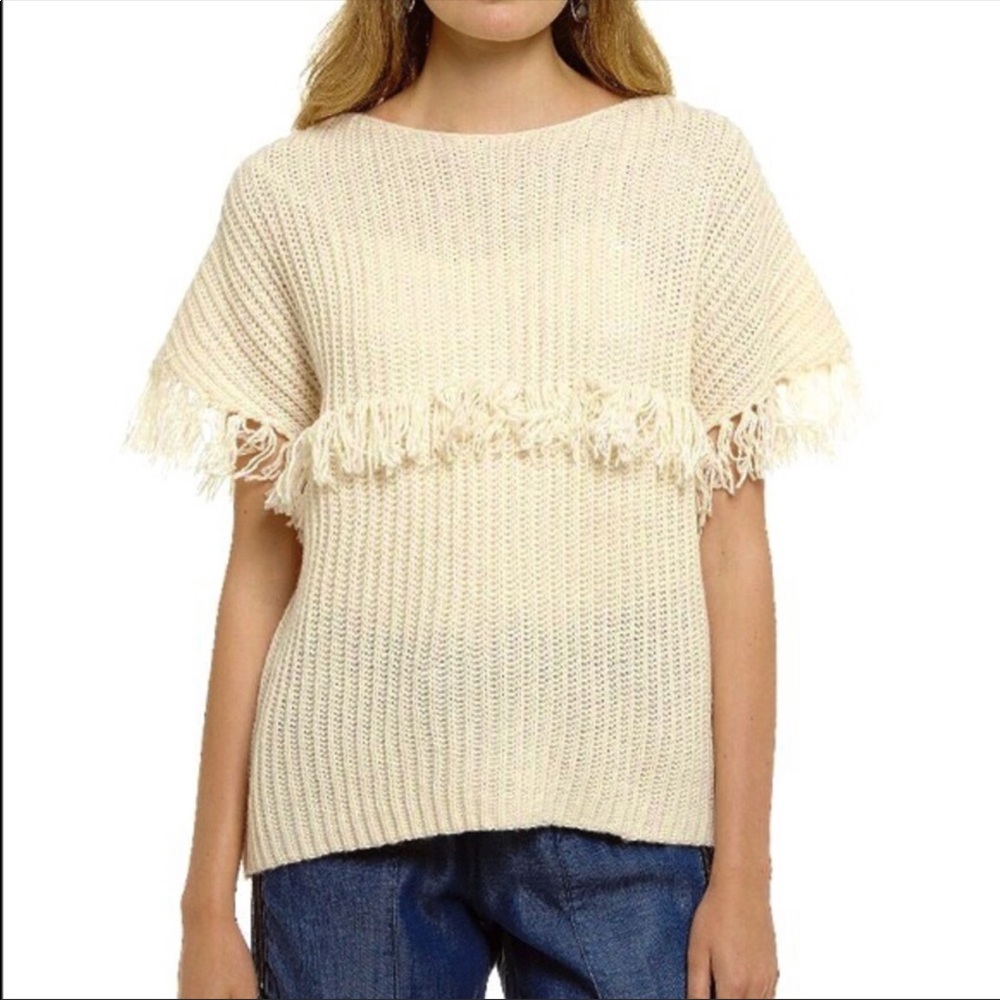 Chelsea & Violet Boatneck Sweater with Fringe